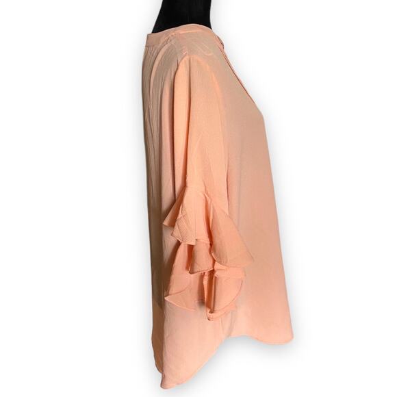 GiGiO Womens Blouse Size Medium‎ Daydream Apricot Ruffled Sleeves NEW - Picture 6 of 9